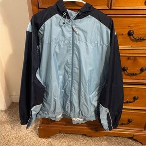 Stylish Women's Light Blue and Navy Windbreaker